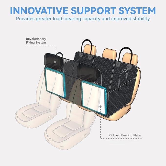 High Barrier Dog Car Seat Cover,Waterproof Back Seat Extender for Dogs,Car Seat Protector,Car Seat Cover Hard Bottom Holds 500 lbs,600D Nonslip Dog Hammock,Pet Car Bed for Cars,SUVs, Small Trucks