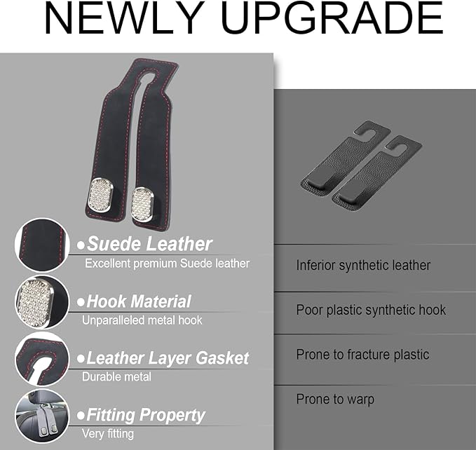 Car Seat Hooks for Headrest, Purse Hook & Back Storage Hook, Zinc Alloy & Suede Material Heavy Duty Car Hooks for Purses and Bags,Universal Fit for Most Vehicles (Black Bling Diamond-2 Pack)