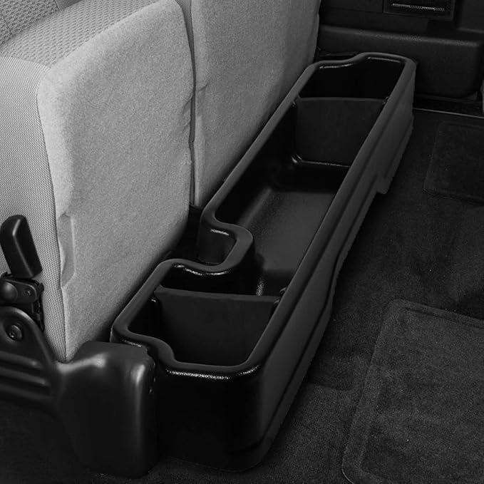 Auto Dynasty Rear Under Seat Tool Cargo Storage Box Organizer Tray Compatible with 2004-2008 Ford F150 Super Crew Cab, Glossy Black