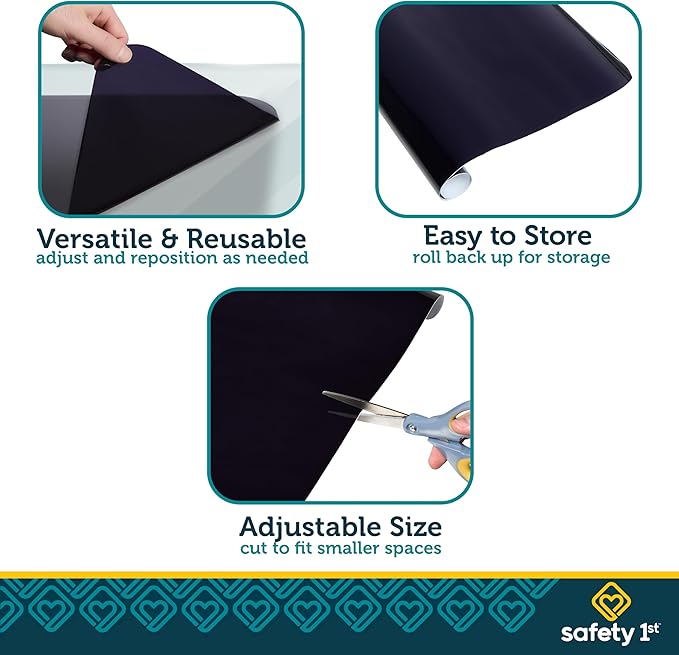 Safety 1st Cling Car Window Shades for Baby, 2 Pieces, Sun Blocker and UV Protection, Static Cling Privacy Shade, Black Tint