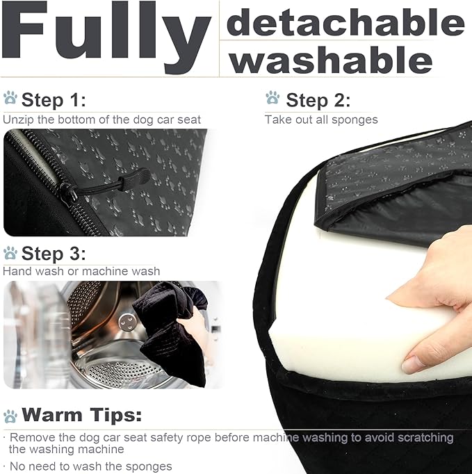Youvee Dog Booster Car Seat,Interior Height 6 Inches Elevated Pet Car Seat for Small Dog up to 30 lbs,for Front/Back,Comfortable,Storage Pocket(View Ⅰ-Black Outside Brown Inside)