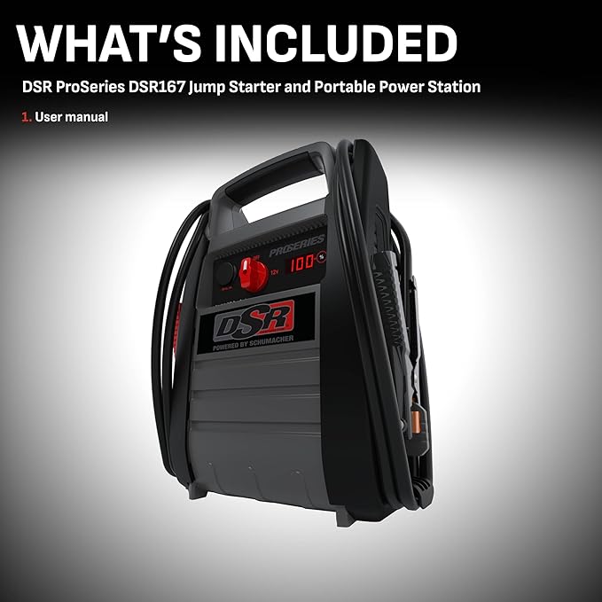 Schumacher Electric DSR ProSeries Car Battery Jump Starter & Portable Power Station - 2250 Peak Amp 12V Car Starter & Jump Box- Digital Display, Heavy-Duty Booster Cables - DSR167