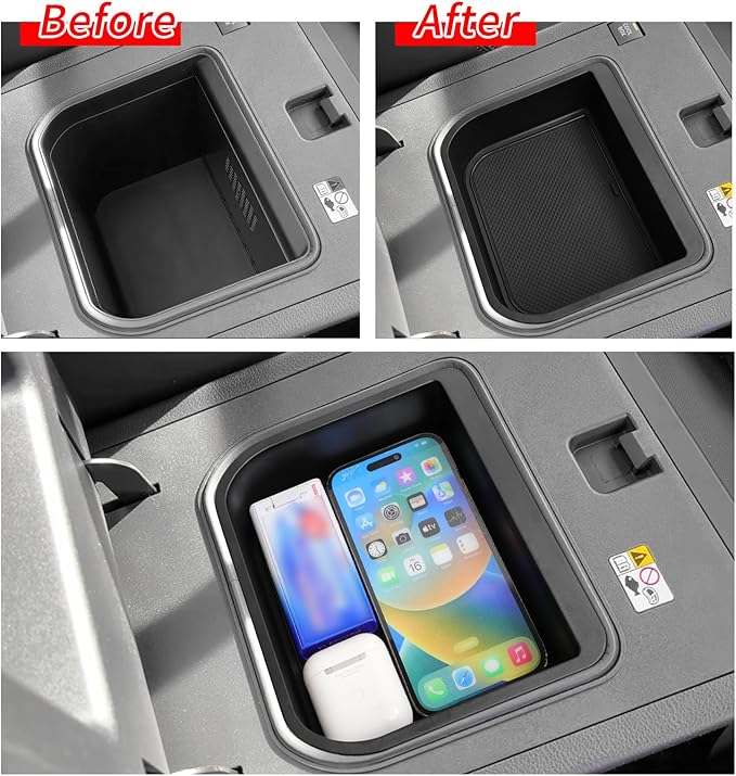 SMABEE Center Console Cool Box Organizer for Toyota Land Cruiser Prado 250/ Lexus GX 550 2024 2025 2026 Armrest Storage Box ABS Insert Tray Accessories (Only Fit Cool Box) Black