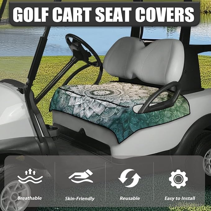 Universal Golf Cart Seat Cover with 4 Pockets Soft Golf Cart Seat Towel Blanket Fits 2-Seat Golf Carts