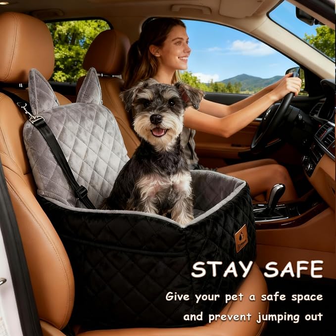 6" Elevated Dog Booster Seat for Small & Medium Dogs up to 35 lbs – Memory Foam Car Bed with Washable Cover for Calmer Rides, Better Window View & Easy Cleaning