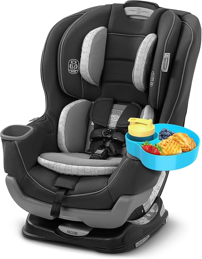 Car Seat Snack Tray for Kids: Kids Car Travel Tray with Cup Holder, Toddlers Road Trip Essential, Snacks Food Plate for Stroller, SnackTray with a Cup Holder (2, Sky Blue)