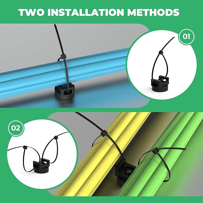 Magnetic Zip Tie Mount, 25LBS Strong Magnetic Wire Holder, Multipurpose Magnet Zip Tie Mount, Waterproof Magnet Cable Tie Holders for Home Office Marine Automotive Electrical Wiring Management