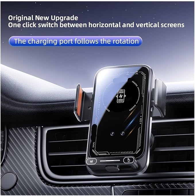 15W Wireless Car Charger with Infrared Sensor Auto Clamping Vent Mount One-Touch Rotation，Compatible for Secure Fast Charging