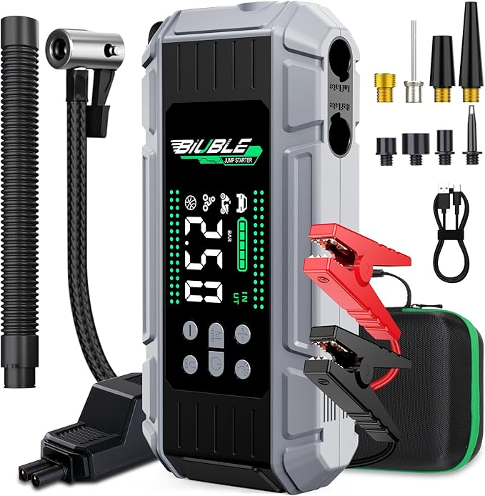 8000A Jump Starter with Air Inflator/Deflator Compressor, 65W Charging Car Battery Jump Starter (All Gas/16L Diesel), 24800mAh 150PSI Battery Jumper Starter Portable, Jump Box Jump Pack with LED Light