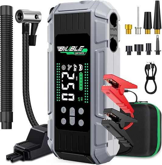 8000A Jump Starter with Air Inflator/Deflator Compressor, 65W Charging Car Battery Jump Starter (All Gas/16L Diesel), 24800mAh 150PSI Battery Jumper Starter Portable, Jump Box Jump Pack with LED Light