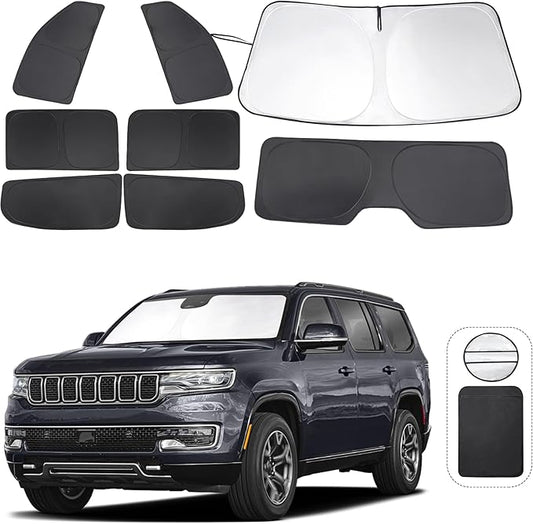 TINGLU Window Shades for Jeep Wagoneer 2022-2024 (NOT for Grand Wagoneer) Accessories Car Side Full Windows Rear Triangular Windshield Sun Shade Sun UV Rays & Privacy Protection for Camping 8PCS