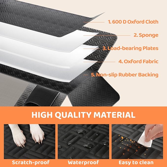 PROZAR Dog Car Seat Cover for Back Seat, Hard Bottom Back Seat Extender for Dog, Back Seat Pet Cover for Dogs - Supports 400lbs, Waterproof Heavy Duty Scratch Dog Hammock for Car SUV and Small Truck