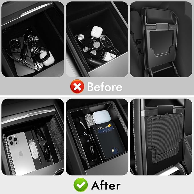 XINTUO Tesla Model Y Juniper 2025 2026 & Model 3 Highland 2024 2026 Center Console Organizer Tray [Slide Smoothly + Easy Installation] Cup Holder for Tesla Model Y Juniper Accessories