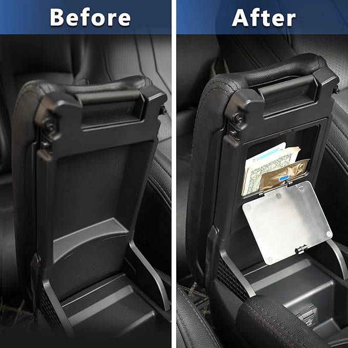 CarQiWireless® Center Console Organizer for Honda Civic 2021 2020 2019 2018 2017 2016 | Custom Fit Accessories for 10th Civic Hatchback Sedan | 2PCS Hidden Storage Box with USB Cable, Anti-Slip Design