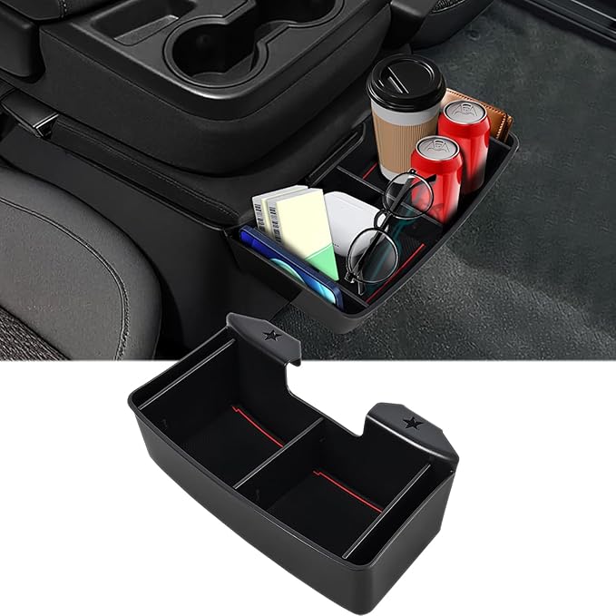 Center Console Hanging Storage Box,Split-bench Folding Seat Armrest Organizer Tray Insert Replace for Silverado/for Sierra 1500 2019-2025 and for Silverado/for Sierra 2500HD 3500HD 2020-2025