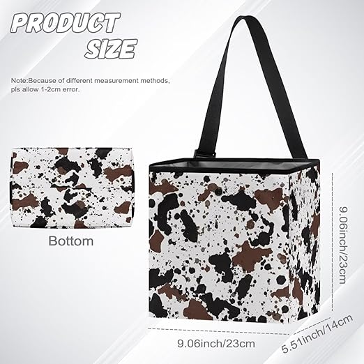 Cow Cowhide Print Car Trash Can for Back Seat Car Accessories for Women Men Leakproof Auto Garbage Cans Hanging Trash Bin for Car Water-Resistant