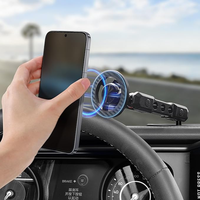 sukemichi Magnetic Phone Mount for 2024 Jeep Wrangler - Adjustable Smartphone Bracket Cell Phone Automobile (Magsafe Phone Mount)