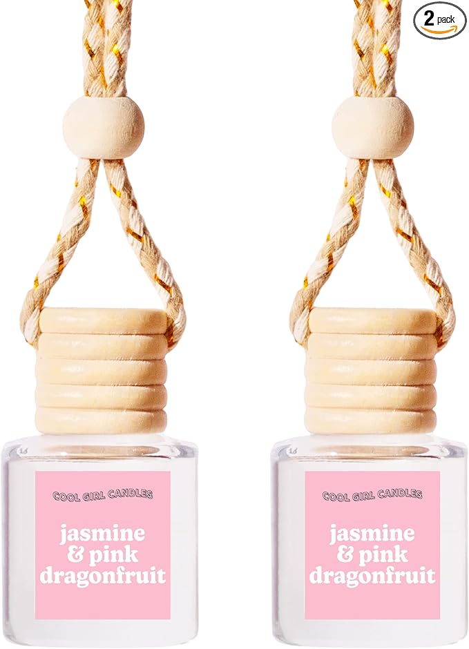 COOLGIRLCANDLES Jasmine Pink Dragonfruit Car Hanging Fragrance Oil Air Freshener for Essential Oils, Long Lasting Car Diffuser Bottle