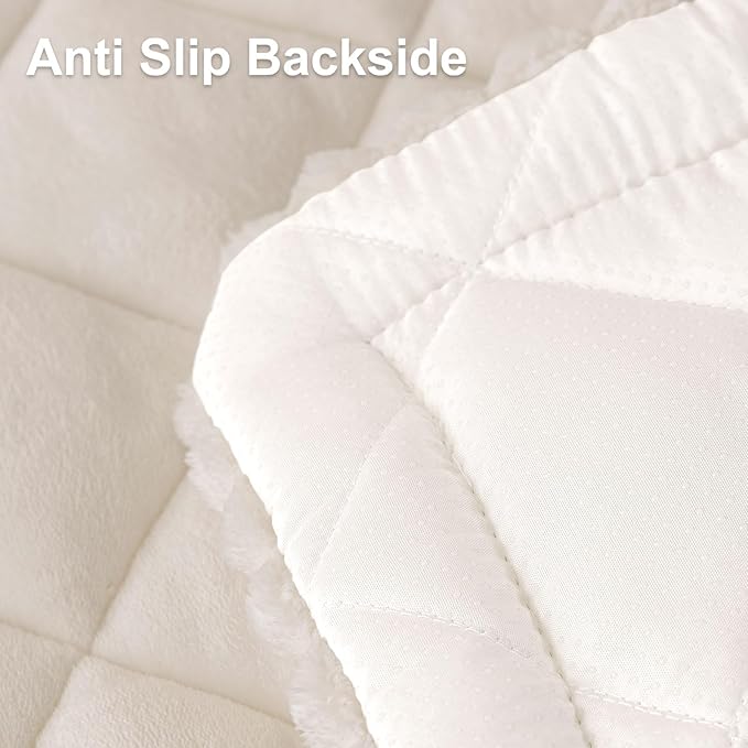 Smiry Fuzzy Couch Cover for Dogs, Non Slip Washable Pet Sofa Cover, Scratch Proof Hair Resistant Plush Sofa Slipcover, Pet Friendly Couch Cushion Protector for Cat, White, 27.6" x 59"