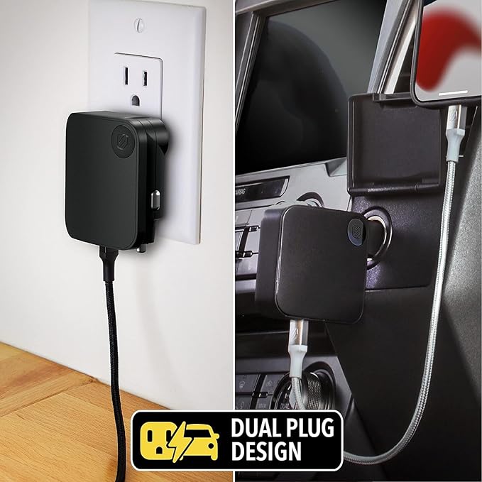 Scosche HCPDC20 PowerVolt 20W 2-in-1 Fast Travel Charging Station, Foldable Home Plug & Car Charger Adapter for iPhone 14/13/12/11, iPad, Samsung Galaxy S22/S21, USB-C Devices, AirPods & More