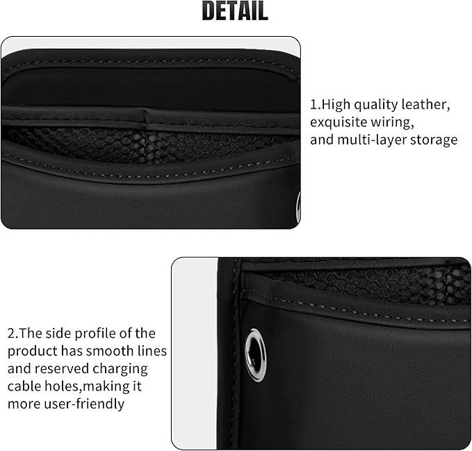 JEYODA Car Seat Side Storage Pocket, Small Organizer,PU Leather Multifunctional Console Side Organizer Bag for Phone, keys, sunglass,wallet,ect (Black)