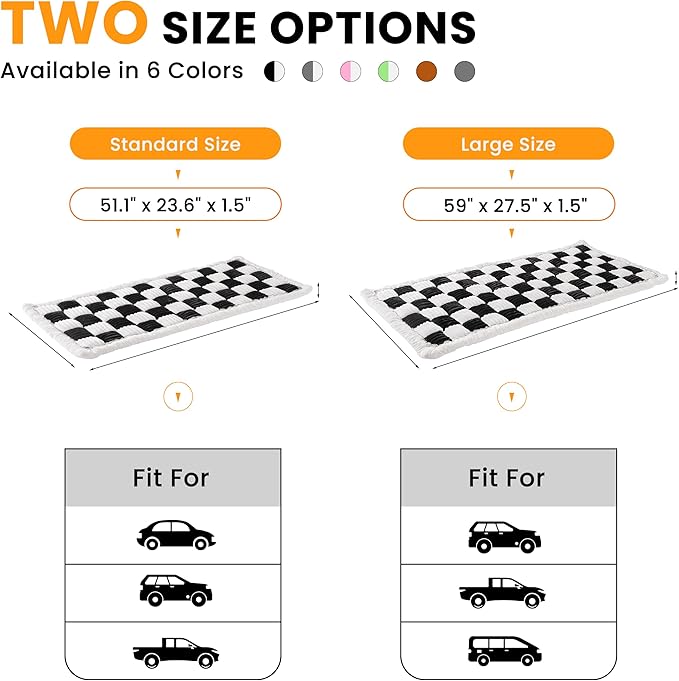 Backseat Dog Bed Mat for Car, Non-Slip Dog Bed for Car Back Seat, Soft & Cozy Dogs Blanket, Washable Travel Pet Mat Seat Protector for Cars, SUVs, Trucks (Black/White, 59"L x 27.5"W x 1.5"Th)