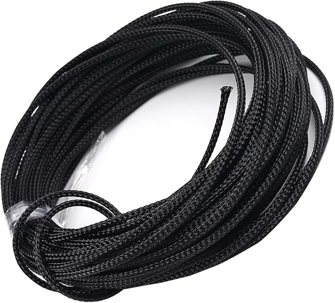 Aicosineg Braided Sleeving PET Wire Loom Tubing Cable 32.81ft-1/9inches Cable Sleeve Wrap Protector for HiFi Audio and Video Headphone Cable Protective Wires from Chewing of Pets Black
