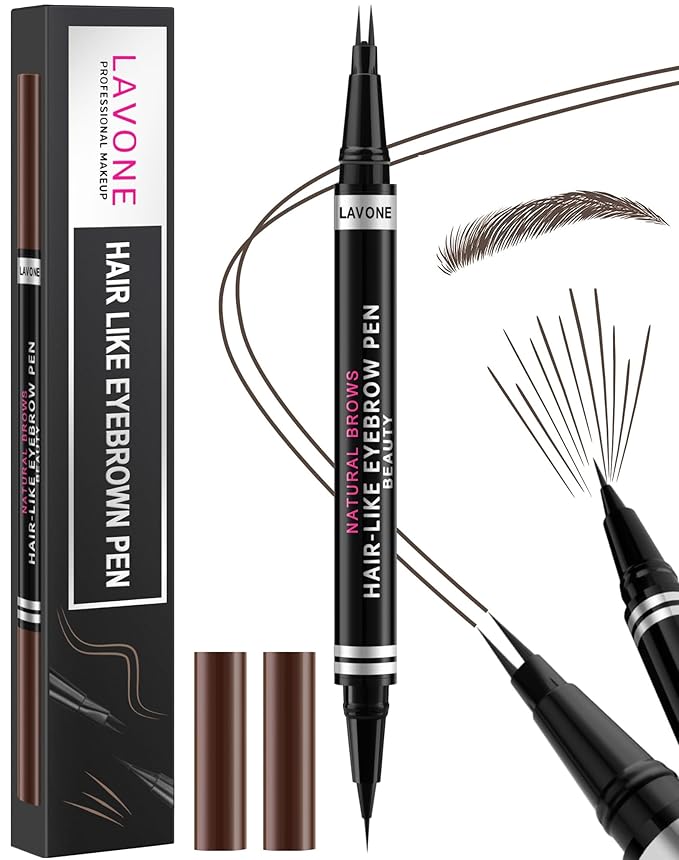Eyebrow Pencil, 2-in-1 Waterproof Eyebrow Pen, with 2 Tip Microblading Eyebrow Pencil and Ultra-Precise Brow Pencil, with Eyebrow Brush, Eyebrow Pencils for Women, Natural Hair-Like Brows-Black Brown