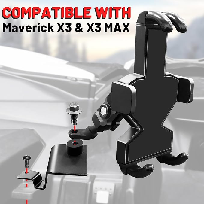 StarknightMT X3 Phone Mount - 360°Adjustable Dashboard Phone Holder Compatible with 2017-2024 Maverick X3 & Maverick X3 Max All Models,Heavy Duty Aluminum Alloy,for 5"-7.7" Cell Phone