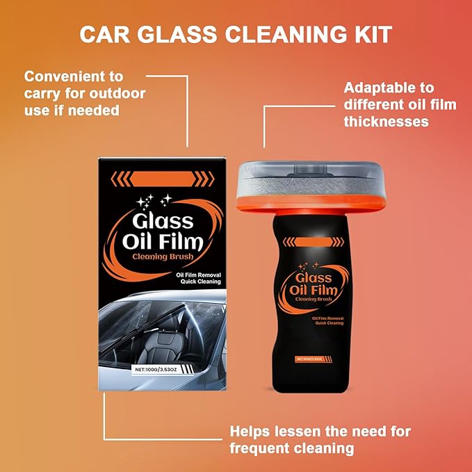 3PCS Glass Oil Film Remover for Car,100ml Roll-On Glass Compound with Cleaning Board, Removes Oil Film & Smudges,Automotive Oil Film Cleaning Brush for Car Windows