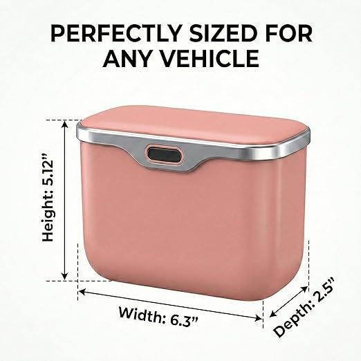 Car Trash Can with Lid - Leakproof Hanging Car Garbage Bin for Door & Seat Back - Waterproof Auto Trash Bag & Multifunctional Storage Organizer for SUV, Truck, Sedan (Pink)
