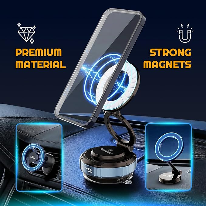 Magnetic Phone Holder for Car - MagSafe Compatible Car Mount | 3 Holder Bundle (Dashboard, Air Vent & Steering Side) Strong Magnet & Nano Gel Suction for iPhone 17 Pro Max, 16, 15, 14 & Android