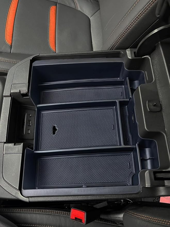 Zxiaochun Center Console Armrest Box Organizer Tray for 2019-2022 Chevy Silverado/GMC Sierra 1500 and 2020-2023 Silverado/Sierra 2500/3500 HD Accessories (Full Console w/Bucket Seats ONLY) Black Trim
