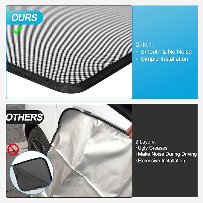 for Tesla Model Y Sunshade Roof Sunroof Shade Upgrade 3.0 Accessories 2024 2023 2022 2021 2020(Ice Black) Not Suitable for 2025 2026 Tesla Juniper