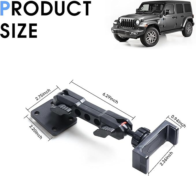 sukemichi 2024 2025 JL Cell Phone Mount for Jeep Wrangler - Dash Cell Phone Mount Dashboard Phone Holder for 2024+ Jeep Wrangler JL 4XE Accessories 2025+ Jeep Gladiator JT Accessories, 1 Pack, Black