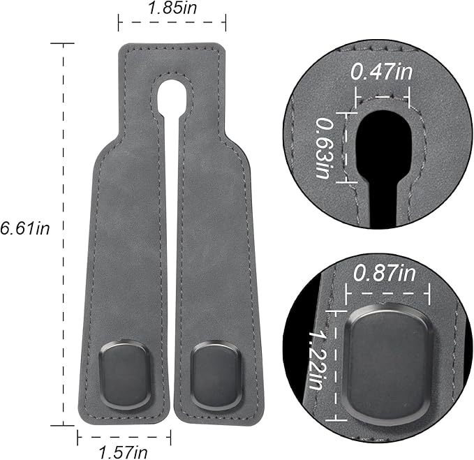 Car Seat Hooks for Headrest, Car Purse Hook & Back Storage Hook, Zinc Alloy & Suede Material Heavy Duty Car Hooks for Purses and Bags,Universal Fit for Most Vehicles ((Grey-2 Pack)