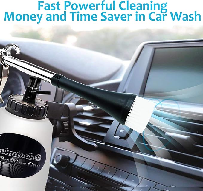 Car Detailing Kit Car Interior Cleaner Turbo Car Cleaning Gun Pro & at Home Interior Car Cleaning Supplies Kit for Upholstery Carpet Seat Headliner, Pressure Sprayer, Air Compressor Needed