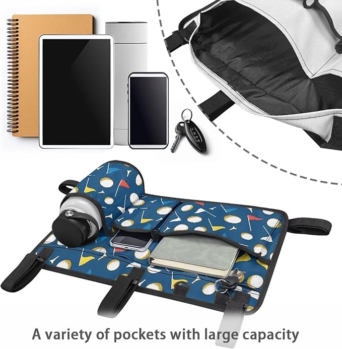Golf Cart Storage Bag Non-Slip Golf Cart Rear Seat Organizer with 4 Pocket for Ezgo Yamaha Club Car and Other 2-Seat Golfs Carts