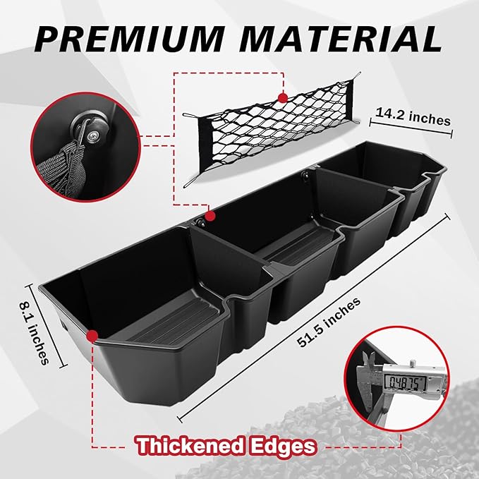 VaultsOnWheels Under Seat Storage Box Compatible with 2026 2025 2024 2023 2022 2017-2021 Honda Ridgeline Accessories Custom Fit Durable Detachable Rear Underseat Organizer