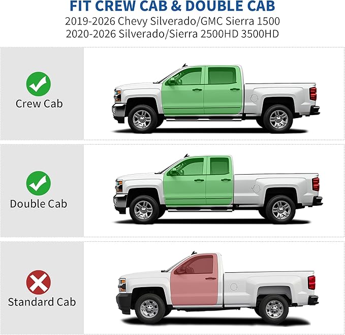 oEdRo Upgraded Under Seat Storage Box Fit with 2019-2026 Chevy Silverado/GMC Sierra 1500, 2020-2026 Silverado/Sierra 2500HD 3500HD Double Cab & Crew Cab, 2-in-1 Underseat Storage Black Tool Box