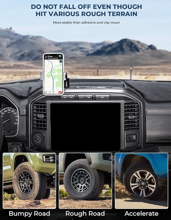 JOYTUTUS Aluminum Phone Holder Dash Mount Compatible with Ford F150 2021 2022 2023 2024 2025 2026 F-150, Cell Phone Holder Dash Mount for Truck, Stable Installation
