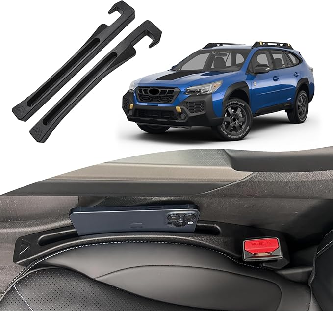 Su-ba-ru Outback Seat Gap Filler, Car Seat Gap Filler Organizer Stop Things from Dropping Customized Interior Accessories for Su-ba-ru, Black Pack of 2