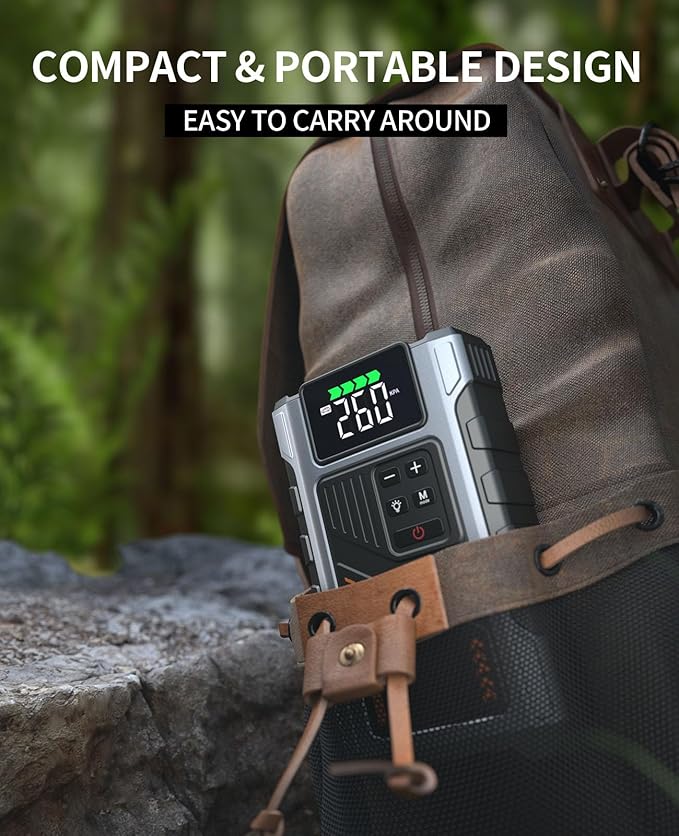 Portable Jump Starter with Air Compressor 4500A Peak with 150PSI Tire Inflator, Jump Box for 12V Car Battery Power Booster Pack (Up 8.5L Gas/7.0L Diesel Engine)