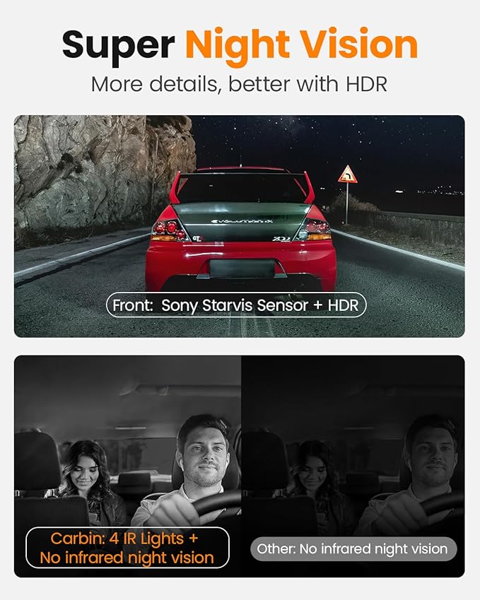 4K 3 Channel Dash Cam, 2160P+1080P+1080P Front and Rear Inside Car Camera with 64GB Card, WiFi Built-in GPS, 3“ IPS Screen, IR Night Vision, G Sensor, WDR(F3)
