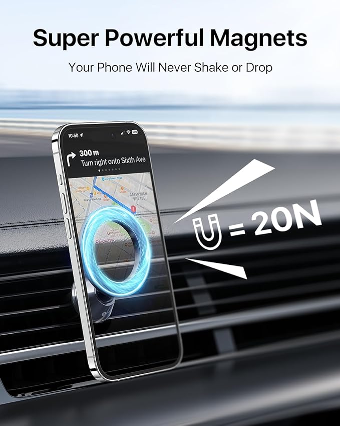 andobil for Magsafe Car Mount [Strongest Magnet, Easy Install] All Metal Magnetic Car Phone Holder for iPhone 17/16/15/14/13 Pro Max, 360° Air Vent Cell Phone Holder Car for Samsung Galaxy S26/S25/S24