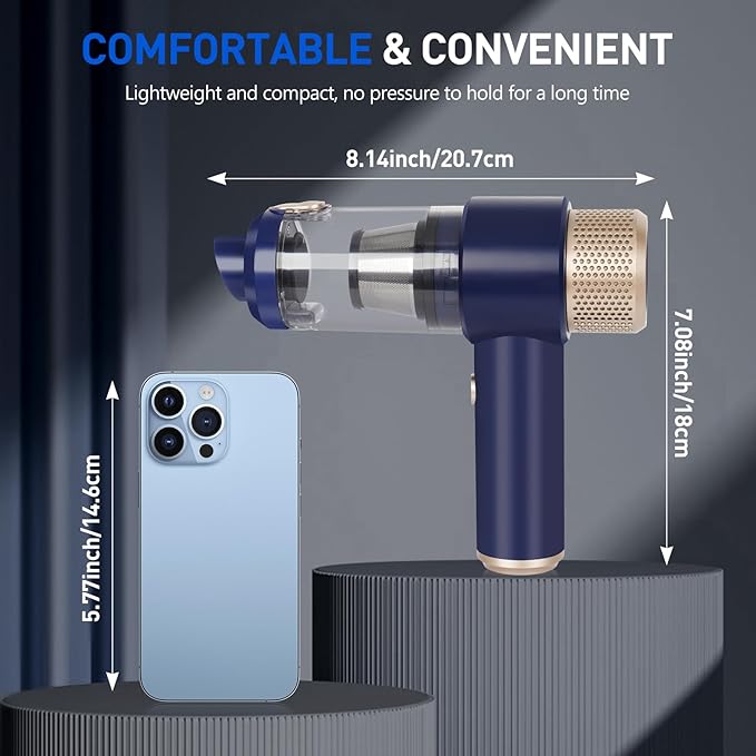 Sweetone Car Vacuum Portable Cordless, 15000 Pa Vacuum Cleaner and Air Duster, Handheld Car Vacuum Cleaner with Led Light and Multi-Nozzles Mini Vacuum Cleaner for Car Pet Home Office
