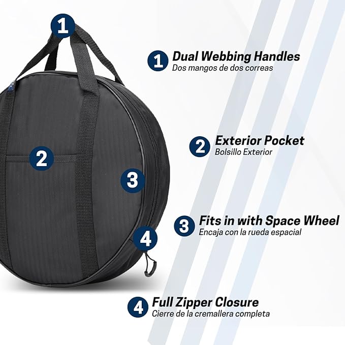 14 Inch Jumper Cable Bag,Tools Cable Bag, Cable Storage Organizer With Exterior Pocket For EV Charging Cables for Electric Vehicles,Extension Cables