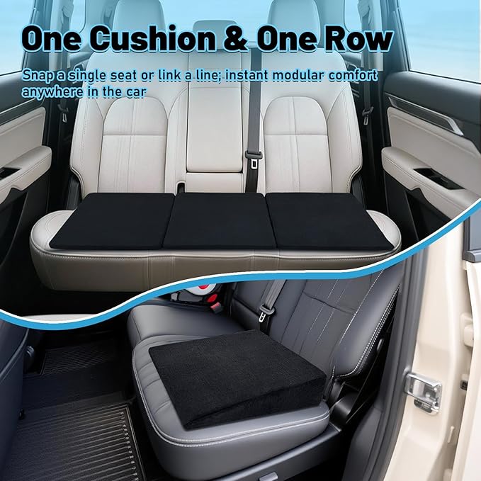 JZHLLA Car Seat Wedge Cushion 3Pcs, Comfortable Car Back Seat Gap Filler to Level Car Backseat, Automotive Foam Wedge Pad for Travel Truck Camping Office & Napping, Black