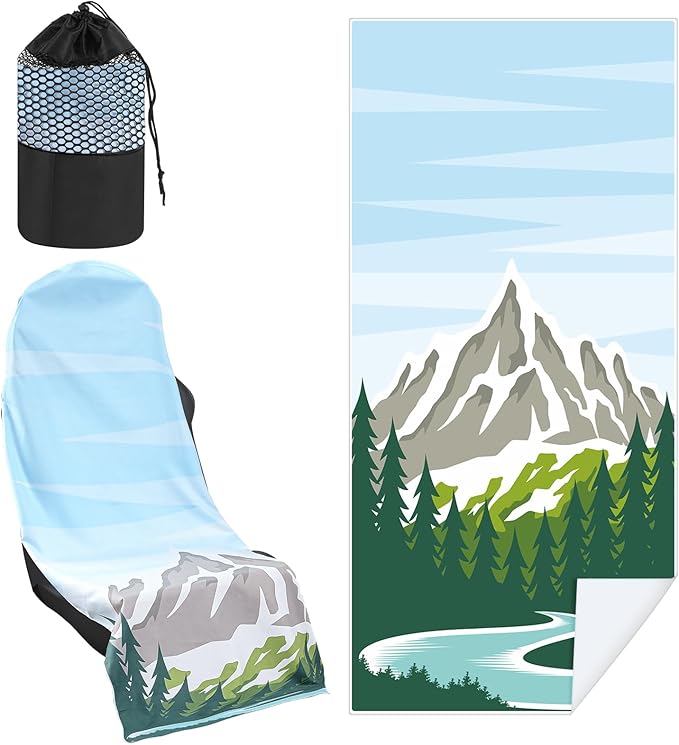 Hahafelt 1 Pack Car Seat Towel Covers with Storage Bag 63 x 32 Inch Athletic Running Towel Seat Sweat Washable Non Slip Cover Gift for Car Outdoor Sport Activities (National Park 1)