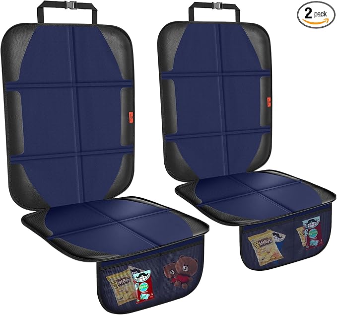 XHYANG Car Seat Protector,2 Pack Automotive Seat Protectors Baby Carseat Pad Waterproof & Durable 600D Fabric for Child Baby Car Seat Mat Vehicle Pet Cover 2 Storage Pockets (Blue)